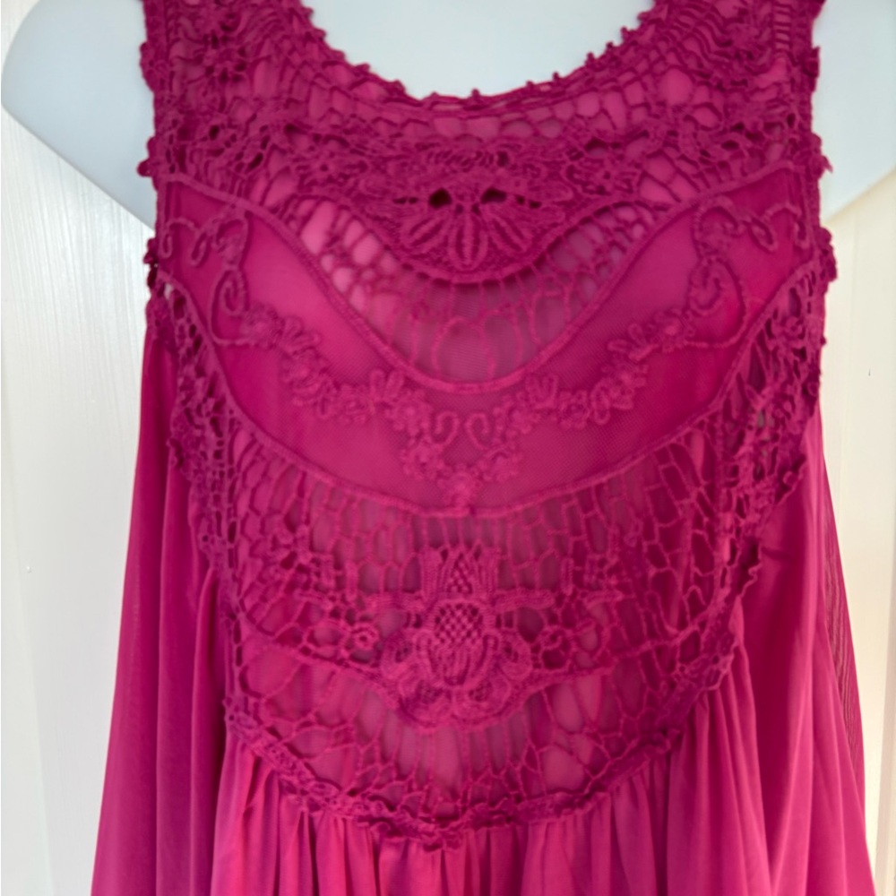 Indigo Thread Company Sheer Lace Pink Top 2X - Picture 2 of 6